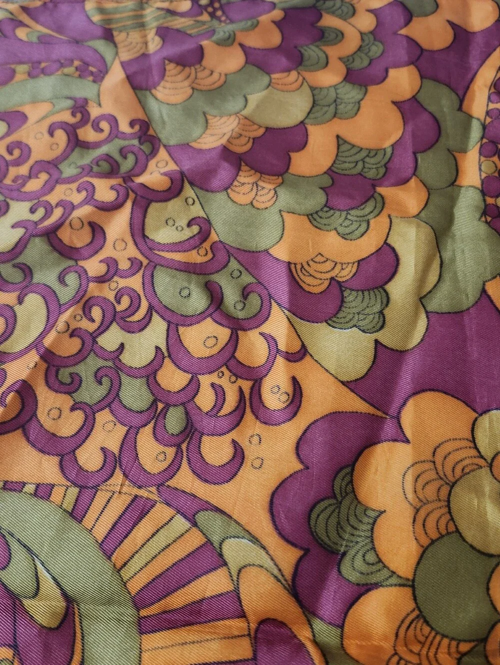 Vintage Mod Psychedelic Scarf Purple Orange Green